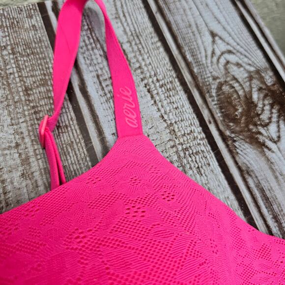 Smoothez lace bra-ish wireless bralette hot pink seamless Women's size small - Picture 3 of 7